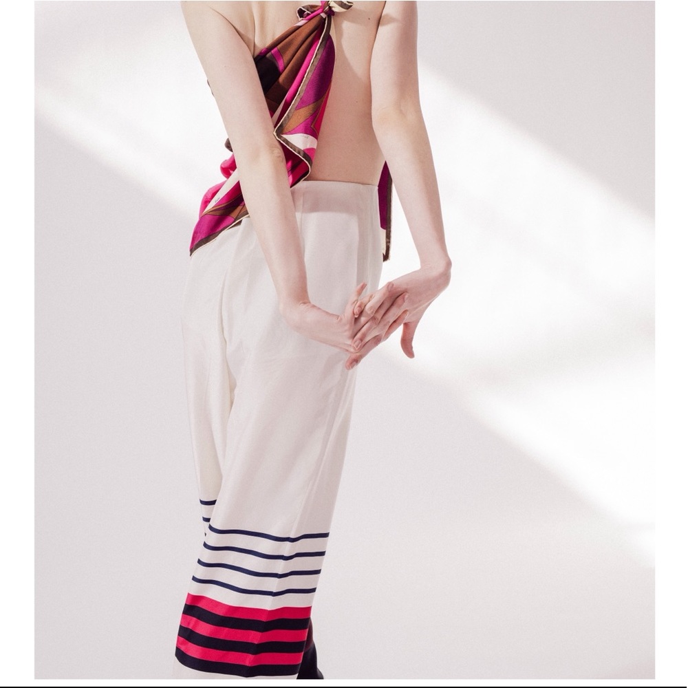 PRADA Rare 90’s Silk Stripe Wide Leg Pants